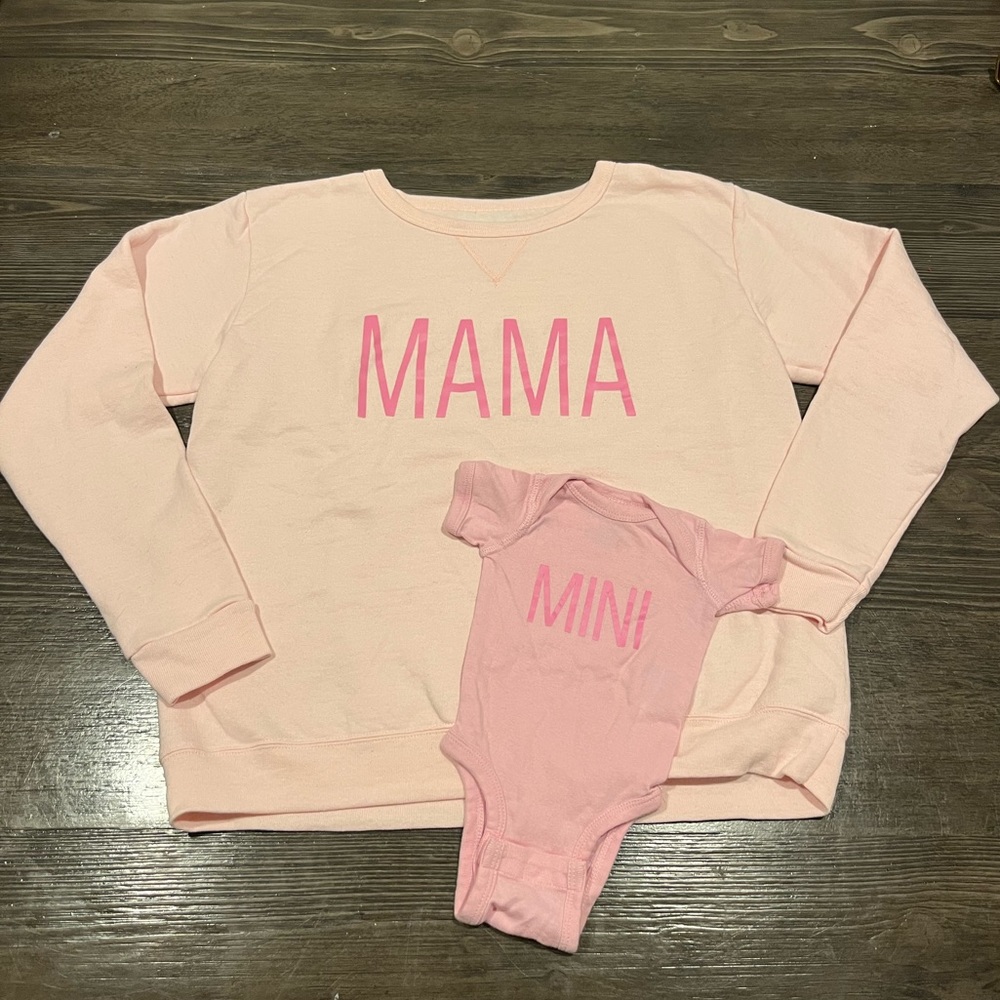 MATCHING Mama Sweatshirt and Baby MINI Onsie Size Small and Newborn